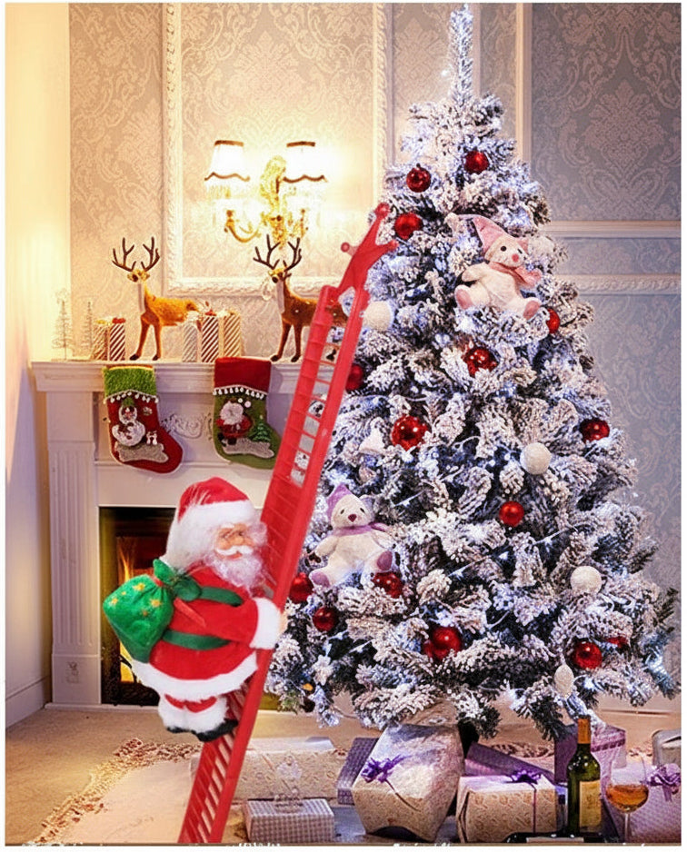 2024 Santa Claus Doll Climbing Ladder with Music Christmas Tree Ornaments Decorations for Home 2023 Navidad New Year Kids Gift
