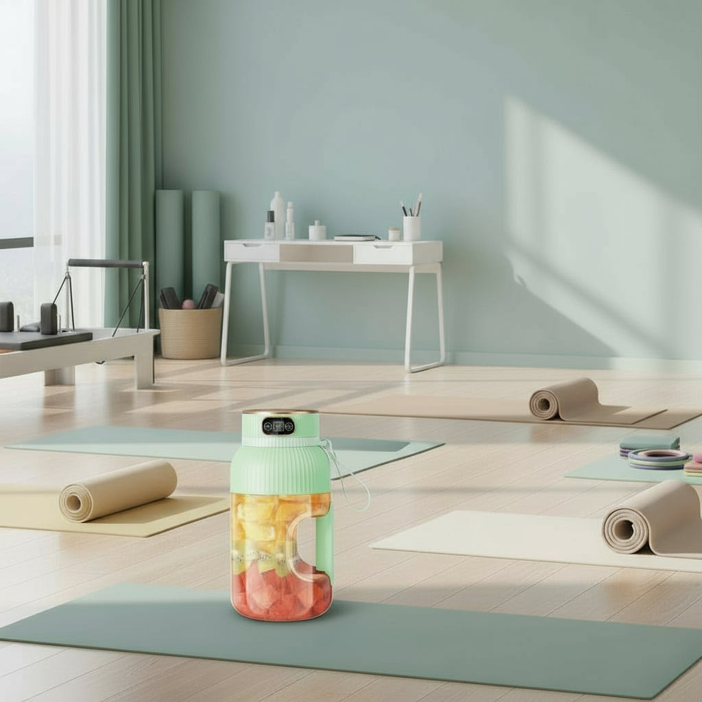 1200ML Electric Wireless Digital Display Mixer Portable Juicer Fruit Smoothie Juice Cup Rechargeable Smoothie Juicer 10 Blade