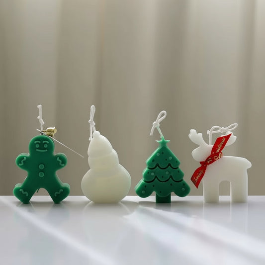 Christmas Series Candle Mold DIY Gingerbread Man Elk Aromatherapy Gypsum Crafts Cement Casting Mold Soap Making Christmas Gifts