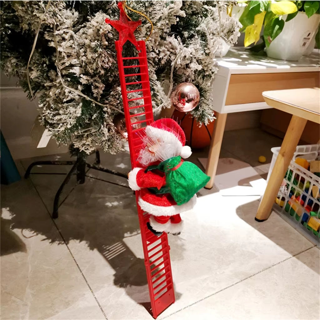 2024 Santa Claus Doll Climbing Ladder with Music Christmas Tree Ornaments Decorations for Home 2023 Navidad New Year Kids Gift