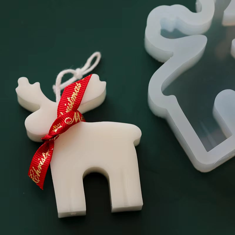 Christmas Series Candle Mold DIY Gingerbread Man Elk Aromatherapy Gypsum Crafts Cement Casting Mold Soap Making Christmas Gifts